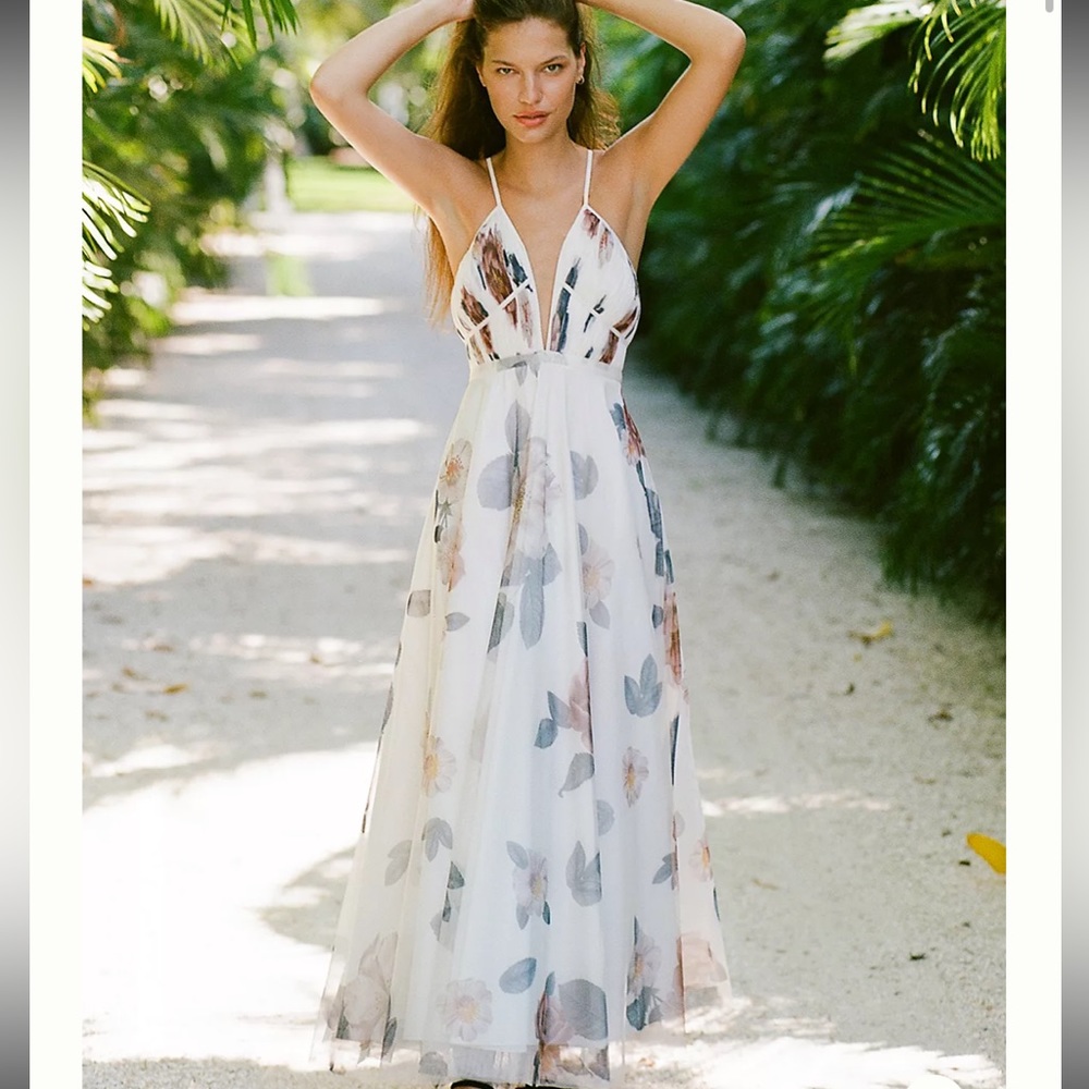 Geisha Designs V-neck Corset Tulle Dress - Picture 2 of 11